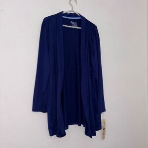 Muk Luks draped XL Royal Blue Open Front Cardigan Long Sleeve Lightweight Knit